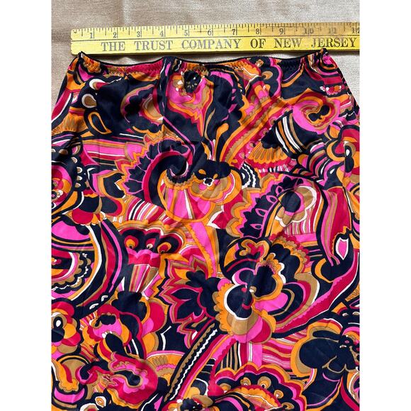 Vintage Hollywood Vasserette Skirt Slip Sz S Paisley Pink Blue Pattern Floral - Picture 8 of 11